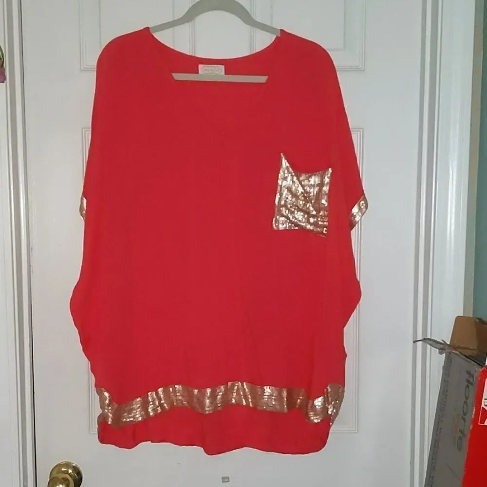 Mud pie sequin watermelon top Sz OS